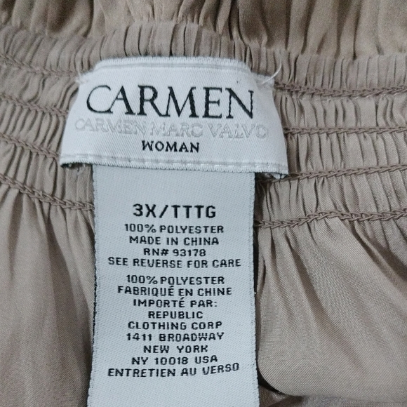 Carmen Marc Valvo Taupe Blouse 3X - Picture 5 of 5